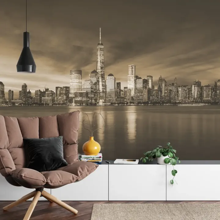 Fototapeta Wschód Słońca w Nowym Jorku – Sepia i Skyline Manhattanu