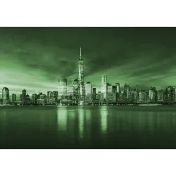 Fototapeta Wschód Słońca w Nowym Jorku – Skyline Manhattanu i Refleksja w Wodzie