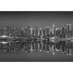 Fototapeta Odbicia Nowego Jorku – Skyline Manhattanu w Czerni i Bieli