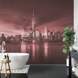 Fototapeta Wschód Słońca w Nowym Jorku – Skyline Manhattanu i Most Brookliński