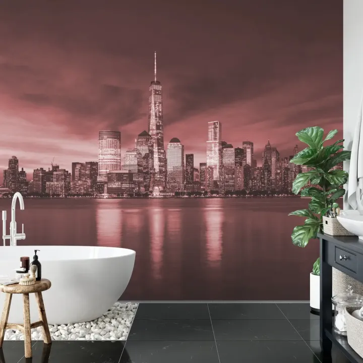 Fototapeta Wschód Słońca w Nowym Jorku – Skyline Manhattanu i Most Brookliński