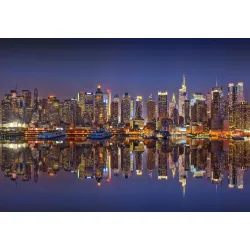 Fototapeta Refleksje Z Nowego Jorku – Nocny Skyline Manhattanu