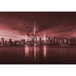 Fototapeta Wschód Słońca w Nowym Jorku – Skyline Manhattanu i Most Brookliński
