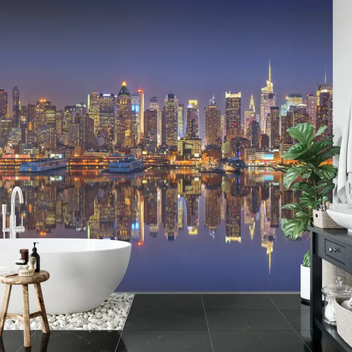 Fototapeta Refleksje Z Nowego Jorku – Nocny Skyline Manhattanu