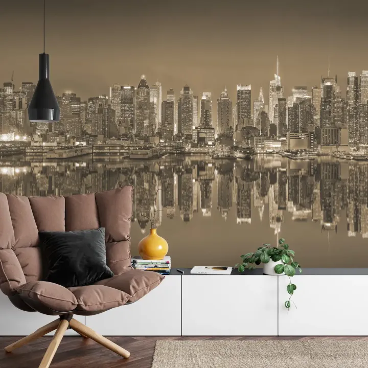 Fototapeta Refleksje Nowojorskie – Skyline Manhattanu w Sepii