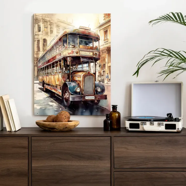 Plakat Londyński Autobus – Styl Vintage i Akwarela Londynu – produkt