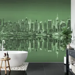 Fototapeta Odbicia w Nowym Jorku – Skyline Manhattanu w Zielonej Barwie