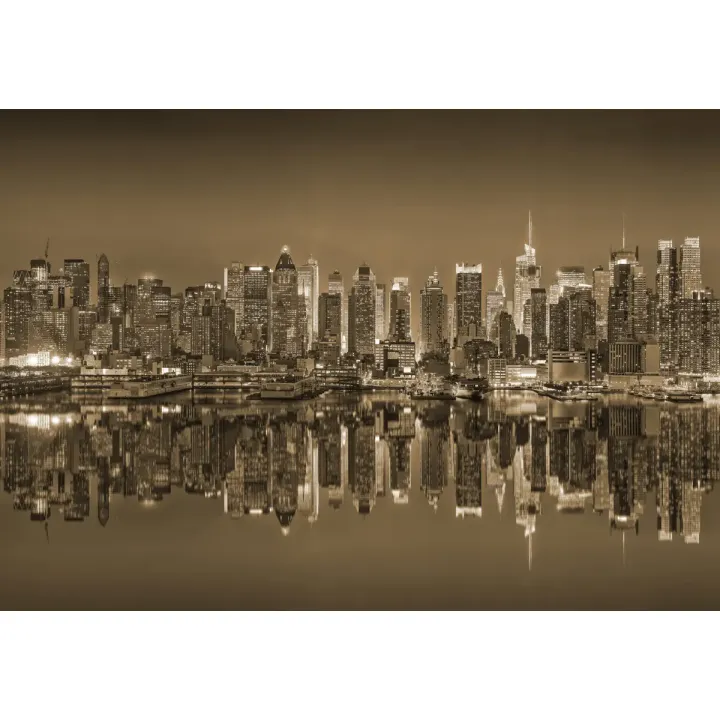 Fototapeta Refleksje Nowojorskie – Skyline Manhattanu w Sepii – produkt