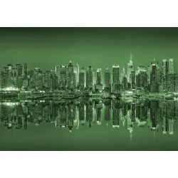Fototapeta Odbicia w Nowym Jorku – Skyline Manhattanu w Zielonej Barwie