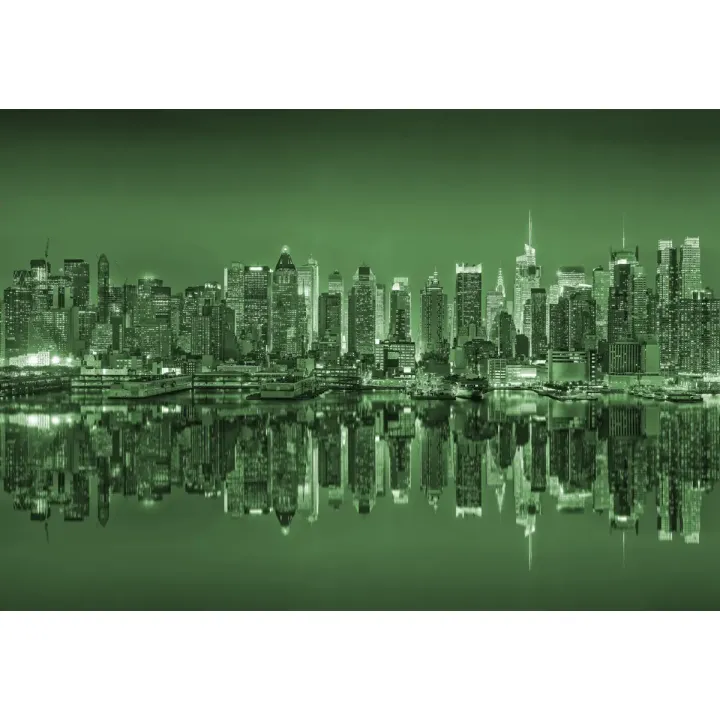 Fototapeta Odbicia w Nowym Jorku – Skyline Manhattanu w Zielonej Barwie – produkt