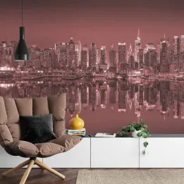 Fototapeta Odbicia Nowego Jorku – Skyline Manhattanu w Czerwieni