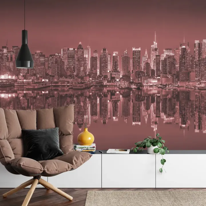 Fototapeta Odbicia Nowego Jorku – Skyline Manhattanu w Czerwieni