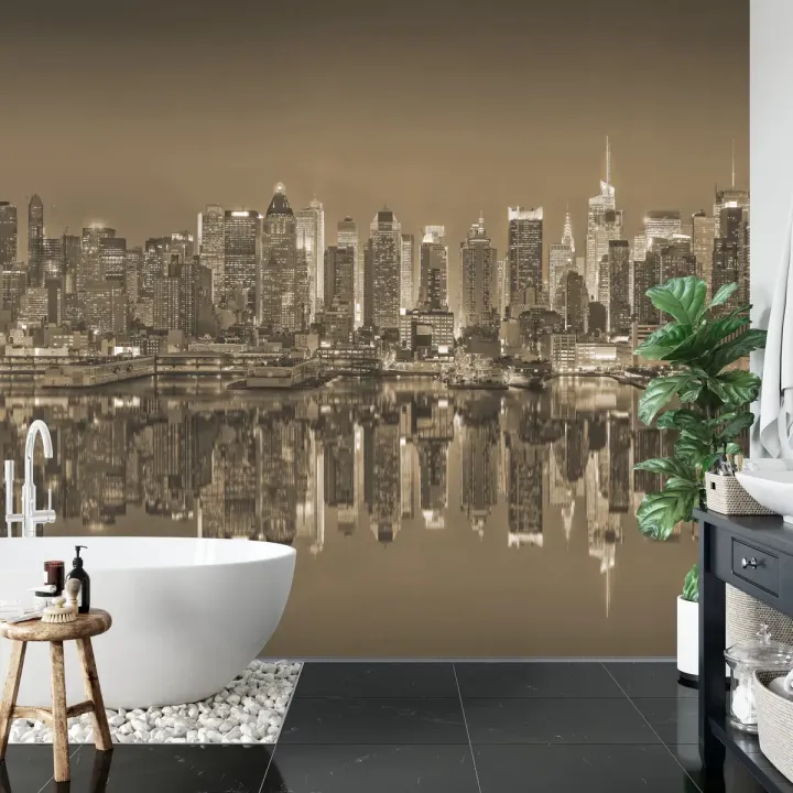 Fototapeta Refleksje Nowojorskie – Skyline Manhattanu w Sepii