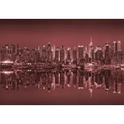 Fototapeta Odbicia Nowego Jorku – Skyline Manhattanu w Czerwieni