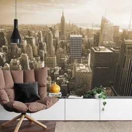 Fototapeta Nowy Jork – Manhattan w Sepii z Lotu Ptaka