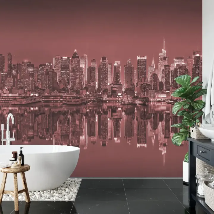 Fototapeta Odbicia Nowego Jorku – Skyline Manhattanu w Czerwieni