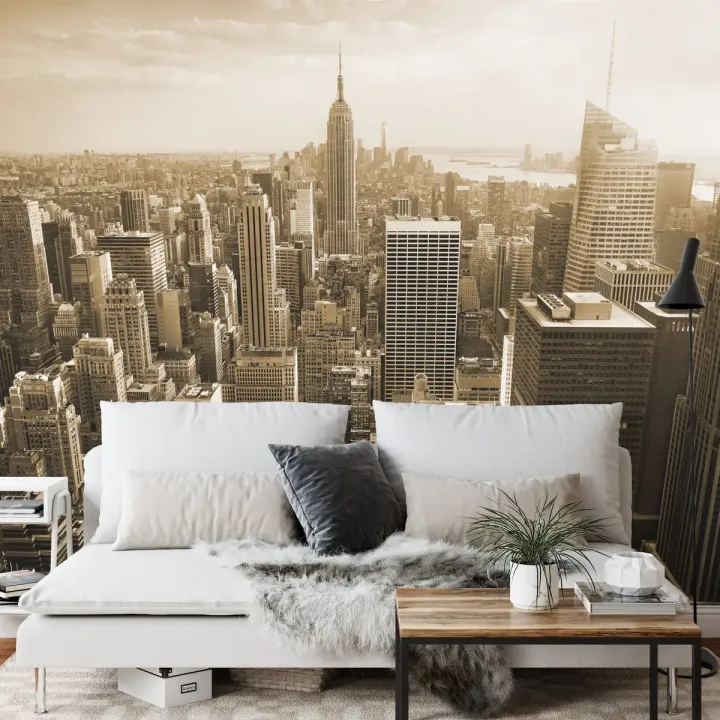Fototapeta Nowy Jork – Manhattan w Sepii z Lotu Ptaka