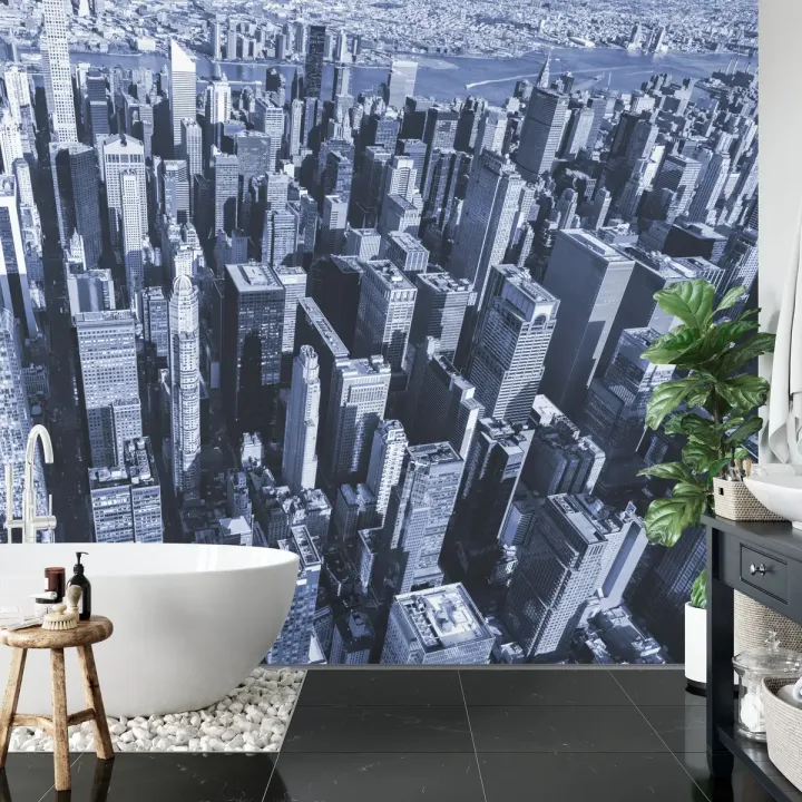 Fototapeta Las Wieżowców – Miejski Skyline w Niebieskiej Tonacji