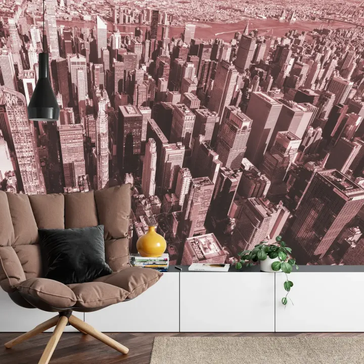 Fototapeta Las Wieżowców – Miejski Skyline w Czerwieni