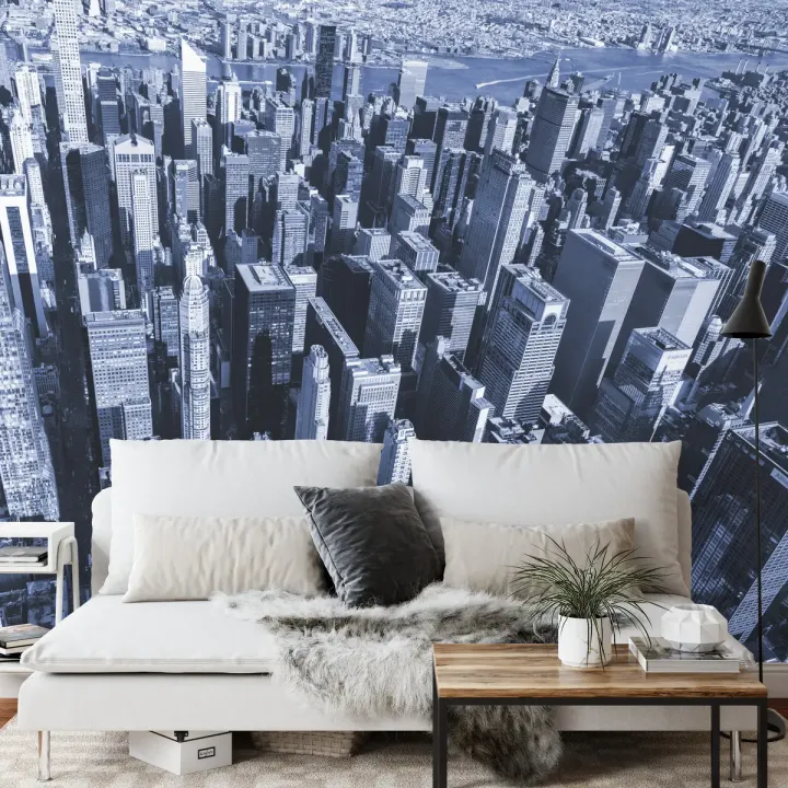 Fototapeta Las Wieżowców – Miejski Skyline w Niebieskiej Tonacji