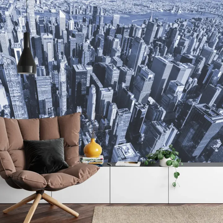 Fototapeta Las Wieżowców – Miejski Skyline w Niebieskiej Tonacji
