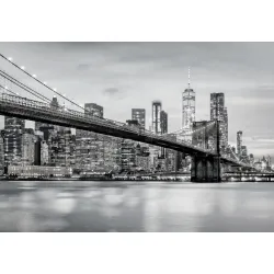 Fototapeta Brooklyn Bridge – Most Brookliński i Skyline Nowego Jorku – Odcienie bieli i czerni