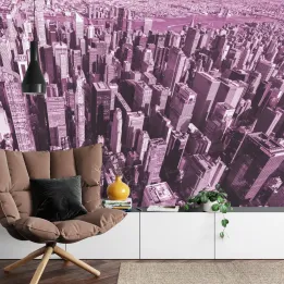 Fototapeta Las Wieżowców – Różowa Panorama Nowoczesnego Miasta