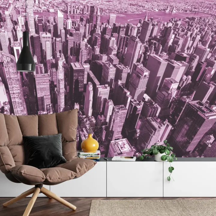 Fototapeta Las Wieżowców – Różowa Panorama Nowoczesnego Miasta