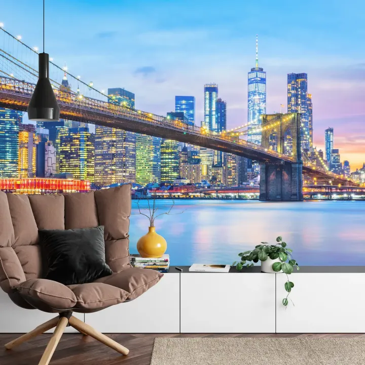 Fototapeta Most Brookliński – Nocny Skyline Nowego Jorku