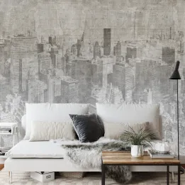 Fototapeta Nowy Jork Grunge – Monochromatyczny Skyline Manhattanu