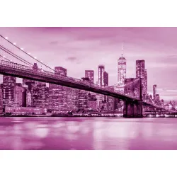Fototapeta Brooklyn Bridge – Most Brookliński i Skyline Nowego Jorku – Odcienie bieli i czerni (II)