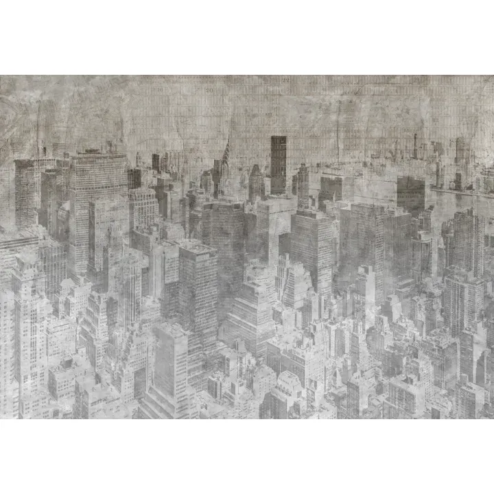 Fototapeta Nowy Jork Grunge – Monochromatyczny Skyline Manhattanu – produkt
