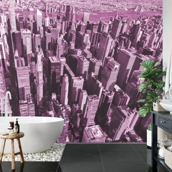 Fototapeta Las Wieżowców – Różowa Panorama Nowoczesnego Miasta