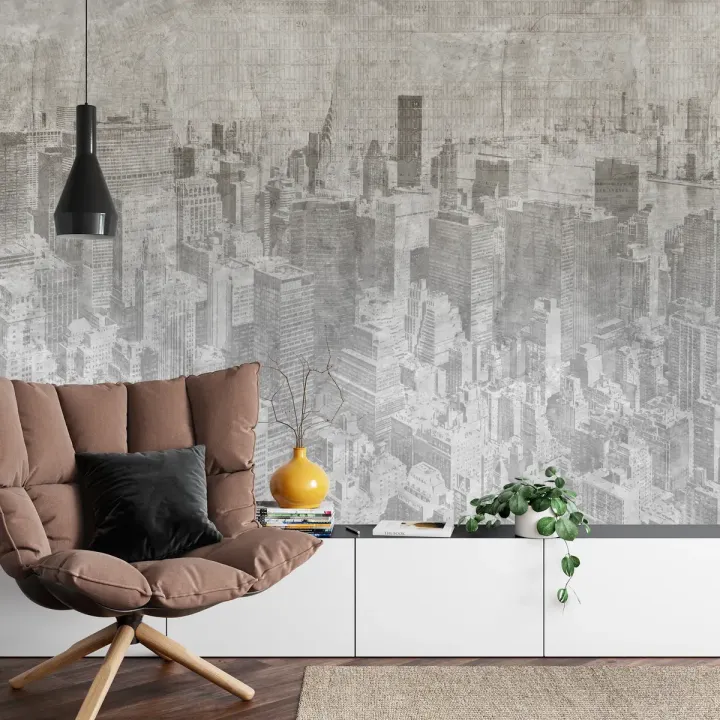 Fototapeta Nowy Jork Grunge – Monochromatyczny Skyline Manhattanu