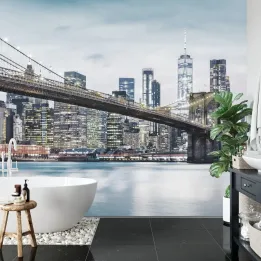 Fototapeta Fajny Filtr Brooklyn Bridge – Nocny Skyline Nowego Jorku