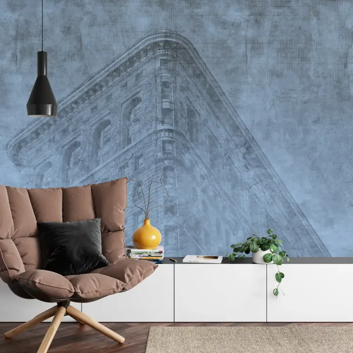 Fototapeta Niebieski Grunge – Skyline Nowego Jorku w Miejskim Stylu