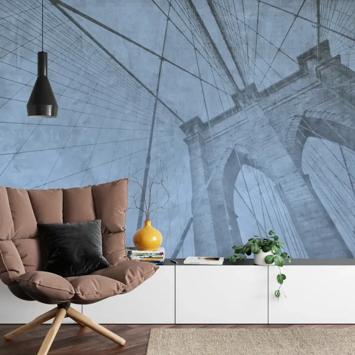 Fototapeta Nieczysty Niebieski Most Brookliński – Architektura Nowego Jorku