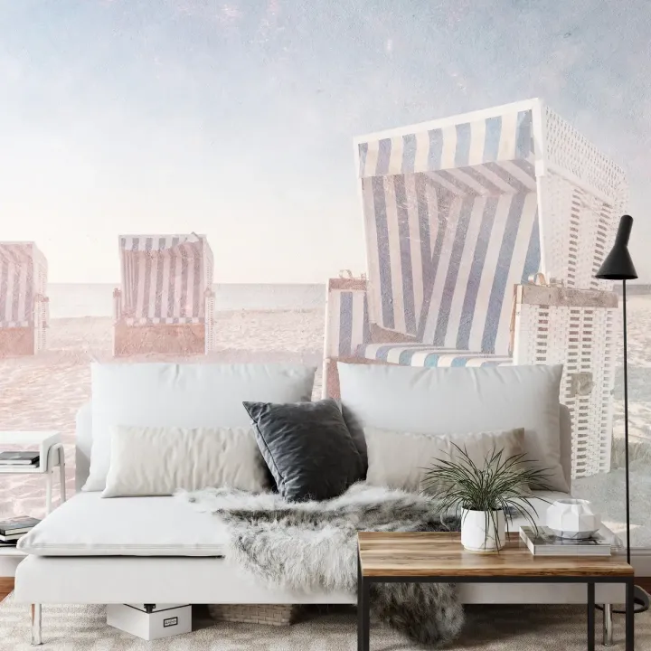 Fototapeta Ostsee Strandkörbe – Nadmorski Krajobraz z Koszami Plażowymi