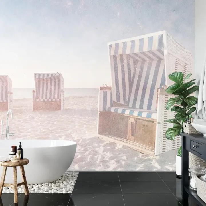 Fototapeta Ostsee Strandkörbe – Nadmorski Krajobraz z Koszami Plażowymi