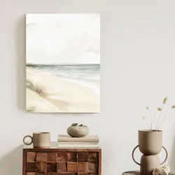 Plakat Akwarelowy Krajobraz – Plaża i Morze o Zachodzie Słońca