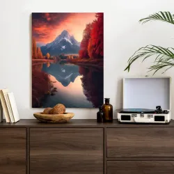 Plakat Jesienny Krajobraz – Góry i Jezioro w Jesiennej Aurze
