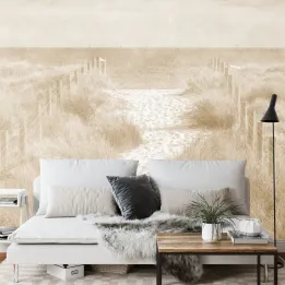 Fototapeta Plaża – Nadmorski Krajobraz w Stylu Vintage Sepia