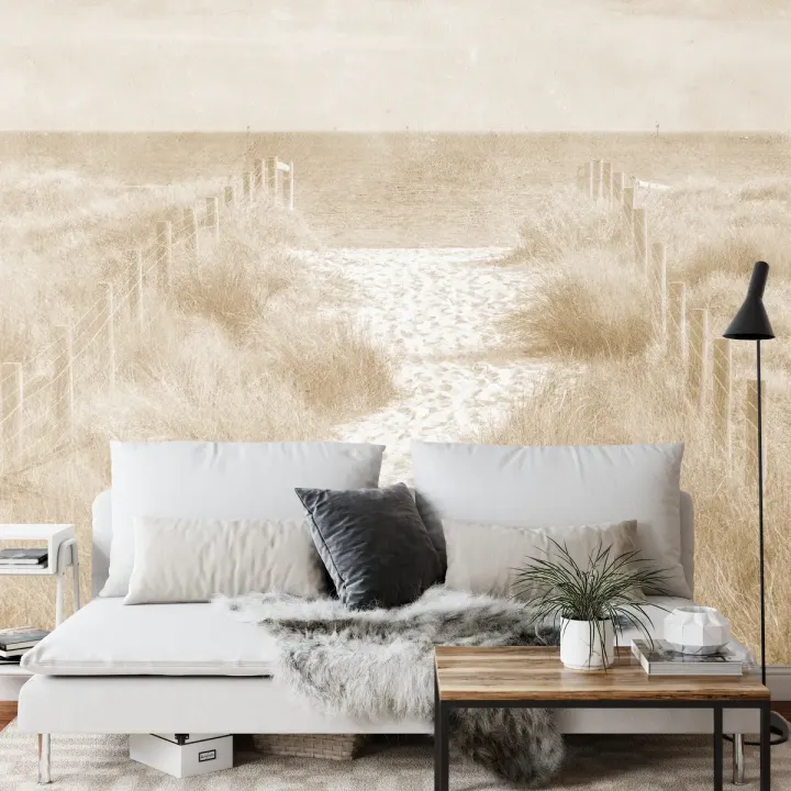 Fototapeta Plaża – Nadmorski Krajobraz w Stylu Vintage Sepia
