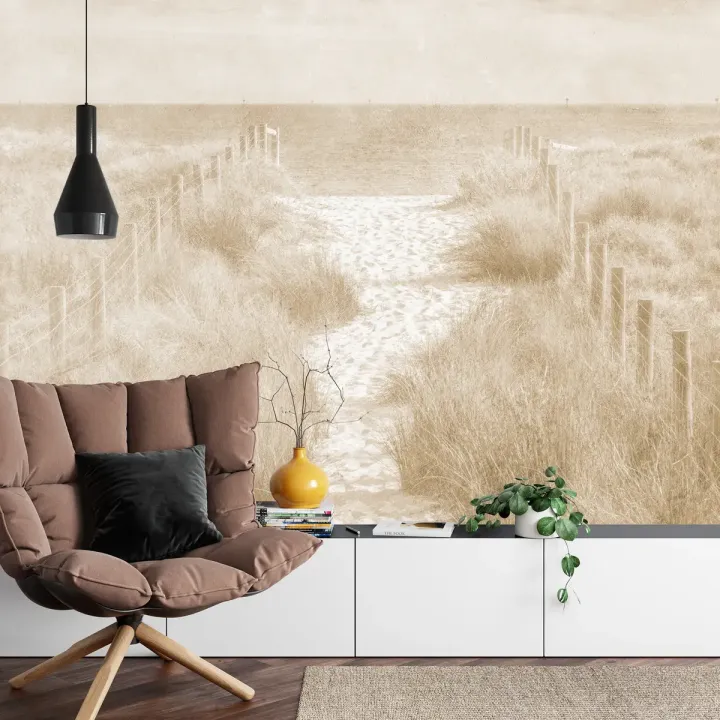 Fototapeta Plaża – Nadmorski Krajobraz w Stylu Vintage Sepia