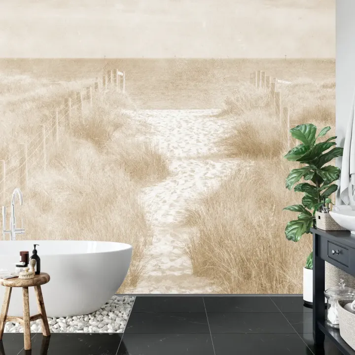 Fototapeta Plaża – Nadmorski Krajobraz w Stylu Vintage Sepia