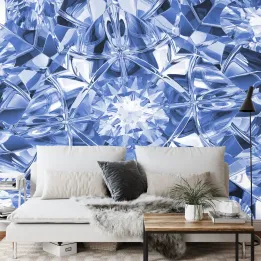 Fototapeta Abstrakcja Geometryczna – Kryształ i Przestrzeń w Niebieskim Wydaniu