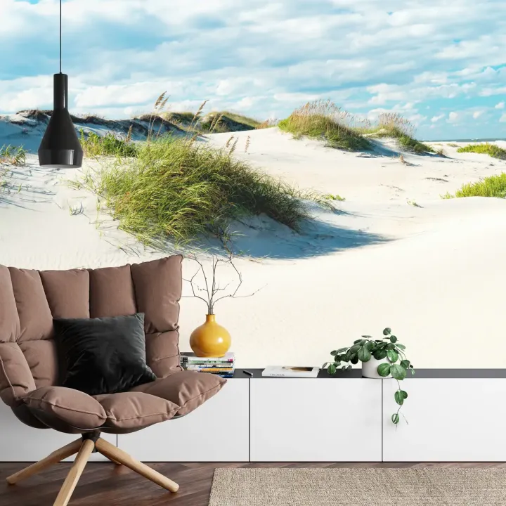 Fototapeta Popołudnie Na Wydmach – Krajobraz Pustynny z Plażą i Niebem