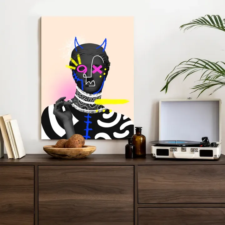Plakat Antyczna Rzeźba – Diabelski Look w Stylu Kolażu