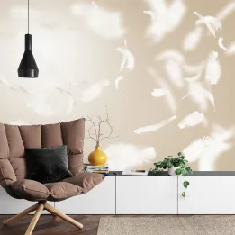 Fototapeta Unoszące Się W Sepii – Abstrakcyjne Skrzydła i Plamy w Stylu Minimalistycznym