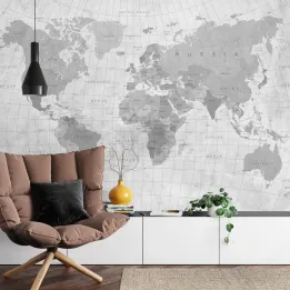 Fototapeta Mapa Świata – Monochromatyczna Geografia i Kontynenty